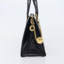 Gianni Versace Hand Bag Leather Black Gold Auth 208748-4