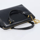 Gianni Versace Hand Bag Leather Black Gold Auth 208748-6
