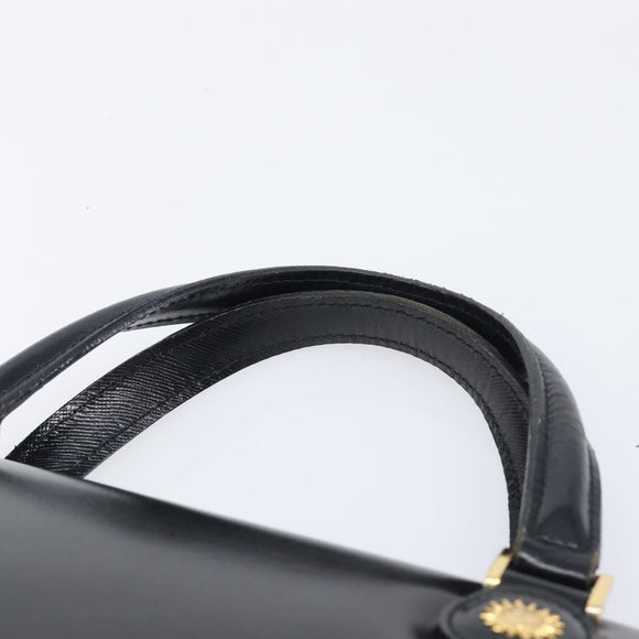 Gianni Versace Hand Bag Leather Black Gold Auth 208748