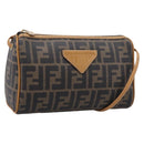FENDI Zucca Canvas Mamma Baguette Shoulder Bag PVC Brown Black Auth 208749-1