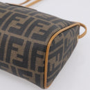 FENDI Zucca Canvas Mamma Baguette Shoulder Bag PVC Brown Black Auth 208749-10