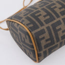 FENDI Zucca Canvas Mamma Baguette Shoulder Bag PVC Brown Black Auth 208749-11