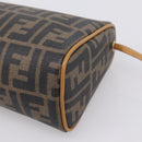 FENDI Zucca Canvas Mamma Baguette Shoulder Bag PVC Brown Black Auth 208749-12