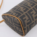 FENDI Zucca Canvas Mamma Baguette Shoulder Bag PVC Brown Black Auth 208749-13