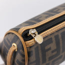 FENDI Zucca Canvas Mamma Baguette Shoulder Bag PVC Brown Black Auth 208749-14