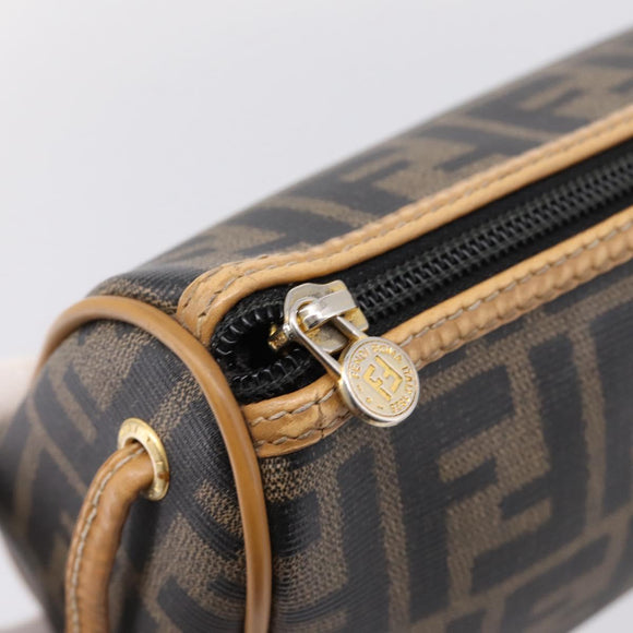 FENDI Zucca Canvas Mamma Baguette Shoulder Bag PVC Brown Black Auth 208749
