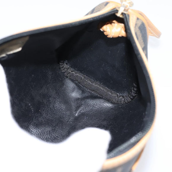 FENDI Zucca Canvas Mamma Baguette Shoulder Bag PVC Brown Black Auth 208749