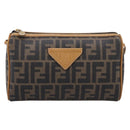 FENDI Zucca Canvas Mamma Baguette Shoulder Bag PVC Brown Black Auth 208749-2
