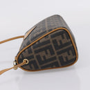 FENDI Zucca Canvas Mamma Baguette Shoulder Bag PVC Brown Black Auth 208749-4