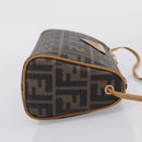 FENDI Zucca Canvas Mamma Baguette Shoulder Bag PVC Brown Black Auth 208749-5