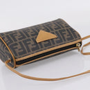 FENDI Zucca Canvas Mamma Baguette Shoulder Bag PVC Brown Black Auth 208749-6
