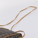 FENDI Zucca Canvas Mamma Baguette Shoulder Bag PVC Brown Black Auth 208749-8