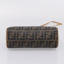 FENDI Zucca Canvas Mamma Baguette Shoulder Bag PVC Brown Black Auth 208749-9