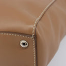 PRADA Tote Bag Leather Beige Silver Auth 208753V-15