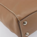 PRADA Tote Bag Leather Beige Silver Auth 208753V-16
