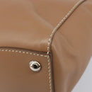 PRADA Tote Bag Leather Beige Silver Auth 208753V-17