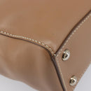 PRADA Tote Bag Leather Beige Silver Auth 208753V-18