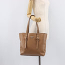 PRADA Tote Bag Leather Beige Silver Auth 208753V-27