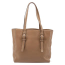 PRADA Tote Bag Leather Beige Silver Auth 208753V-2