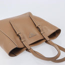 PRADA Tote Bag Leather Beige Silver Auth 208753V-6