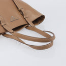 PRADA Tote Bag Leather Beige Silver Auth 208753V-7