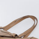PRADA Tote Bag Leather Beige Silver Auth 208753V-14