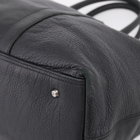 BURBERRY Black Label Tote Bag Leather Black Silver Auth 208754
