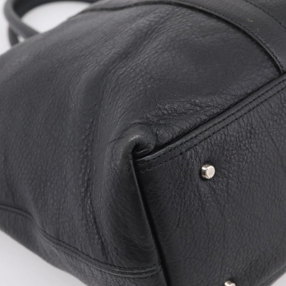 BURBERRY Black Label Tote Bag Leather Black Silver Auth 208754