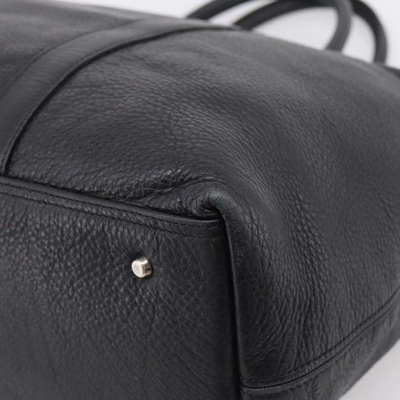 BURBERRY Black Label Tote Bag Leather Black Silver Auth 208754