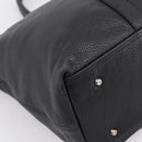 BURBERRY Black Label Tote Bag Leather Black Silver Auth 208754-13