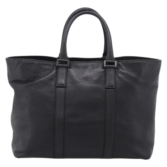 BURBERRY Black Label Tote Bag Leather Black Silver Auth 208754