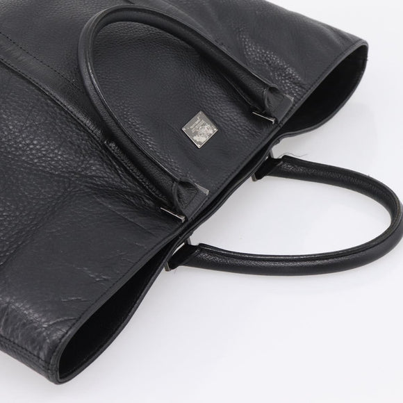 BURBERRY Black Label Tote Bag Leather Black Silver Auth 208754