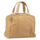 LOEWE Hand Bag Leather Beige Gold Auth 208757-1