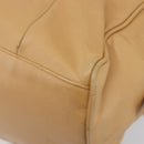 LOEWE Hand Bag Leather Beige Gold Auth 208757-15
