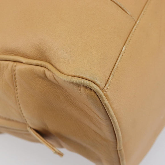 LOEWE Hand Bag Leather Beige Gold Auth 208757