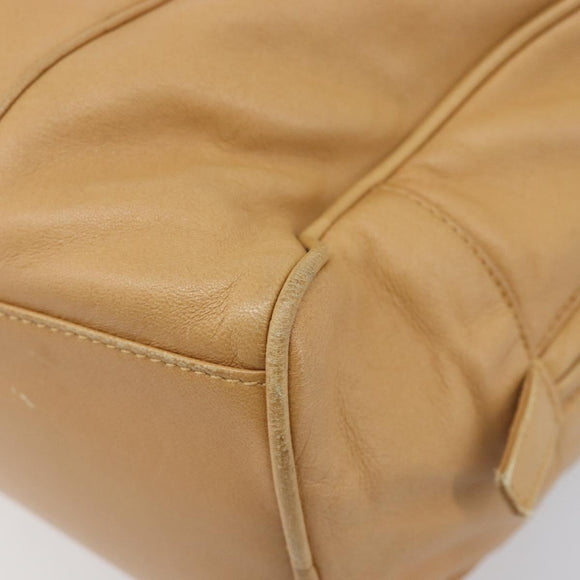 LOEWE Hand Bag Leather Beige Gold Auth 208757