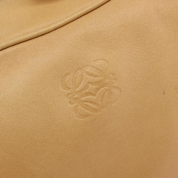 LOEWE Hand Bag Leather Beige Gold Auth 208757