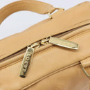 LOEWE Hand Bag Leather Beige Gold Auth 208757-21