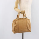 LOEWE Hand Bag Leather Beige Gold Auth 208757-27