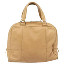 LOEWE Hand Bag Leather Beige Gold Auth 208757-2