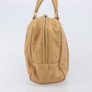 LOEWE Hand Bag Leather Beige Gold Auth 208757-3
