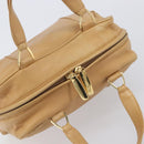 LOEWE Hand Bag Leather Beige Gold Auth 208757-8