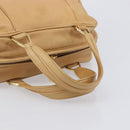 LOEWE Hand Bag Leather Beige Gold Auth 208757-9