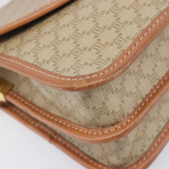 CELINE Macadam Canvas Shoulder Bag PVC Beige Gold Auth 208759V