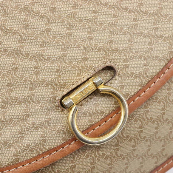 CELINE Macadam Canvas Shoulder Bag PVC Beige Gold Auth 208759V
