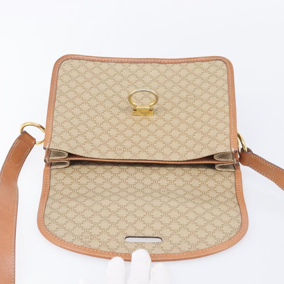 CELINE Macadam Canvas Shoulder Bag PVC Beige Gold Auth 208759V