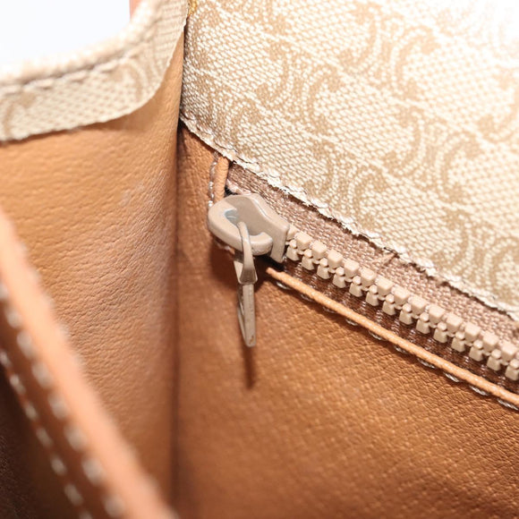 CELINE Macadam Canvas Shoulder Bag PVC Beige Gold Auth 208759V