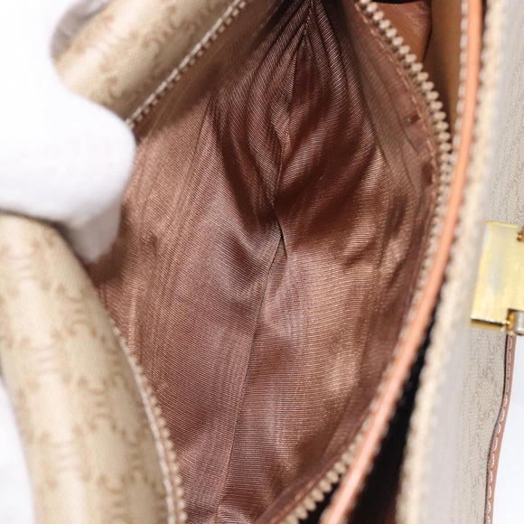 CELINE Macadam Canvas Shoulder Bag PVC Beige Gold Auth 208759V