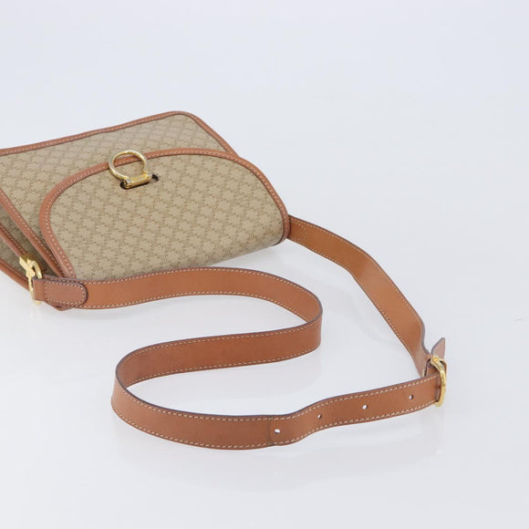 CELINE Macadam Canvas Shoulder Bag PVC Beige Gold Auth 208759V