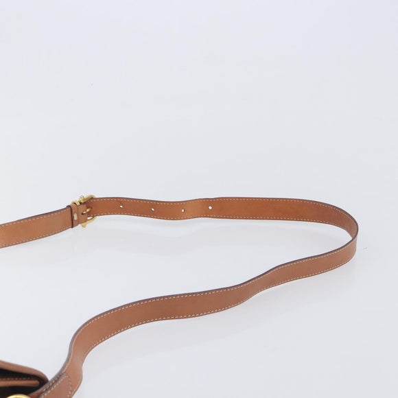 CELINE Macadam Canvas Shoulder Bag PVC Beige Gold Auth 208759V